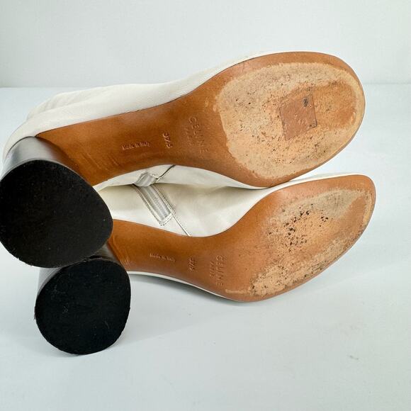 Celine Elliptic Nappa Lambskin Leather Optic White Ankle Boots Phoebe Philo - Picture 8 of 14